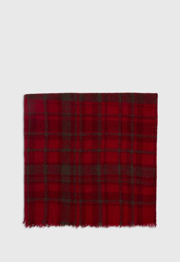 Paul Stuart Red and Brown Boucle Plaid Scarf, image 3