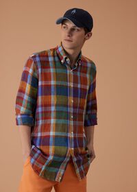 Paul Stuart Linen Plaid Sport Shirt, thumbnail 2