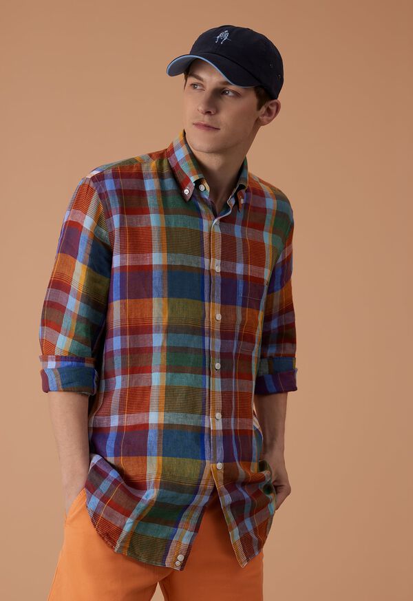 Paul Stuart Linen Plaid Sport Shirt, image 2