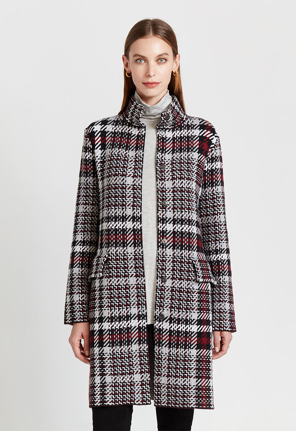 Paul Stuart Plaid Wool Coatigan, image 1
