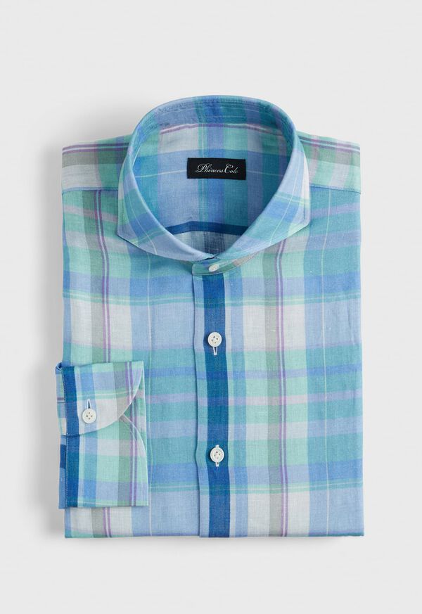 Paul Stuart Printed Linen Plaid Sport Shirt, image 1