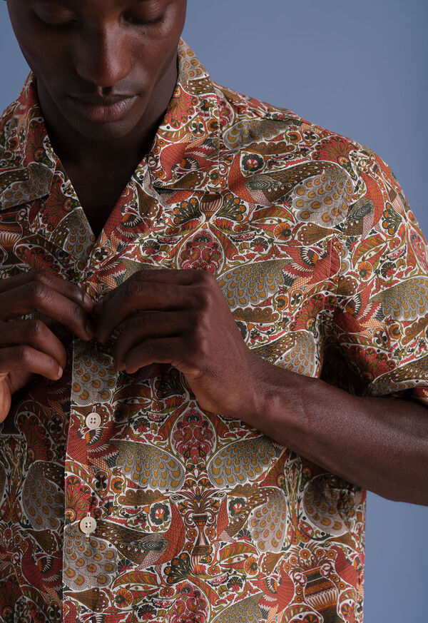 Paul Stuart Printed Cotton Camp Collar Shirt, image 2