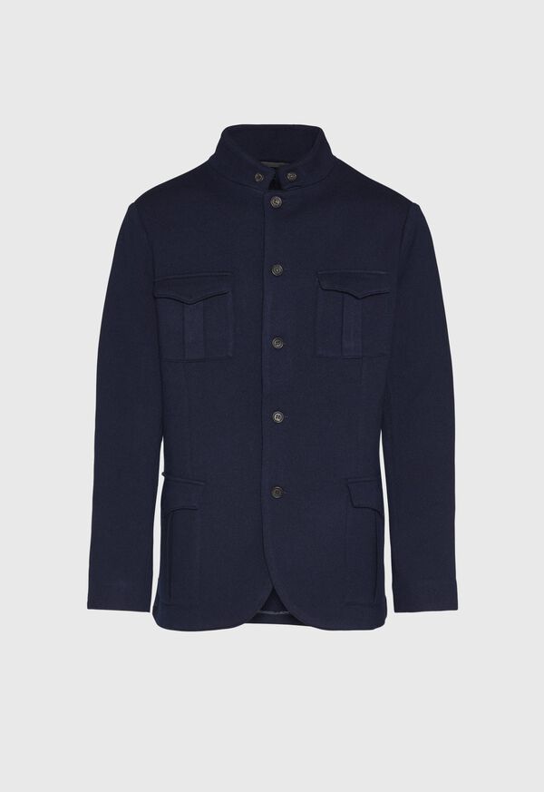 Paul Stuart Navy Nehru Knit Jacket