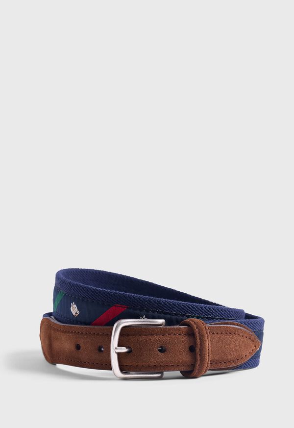 Paul Stuart Leather Trim Belt with Pony Embroidery, image 1