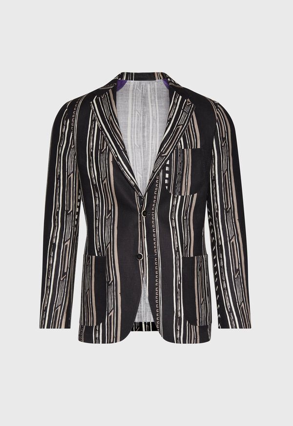 Paul Stuart Black and Tan Linen Stripe Jacket, image 1