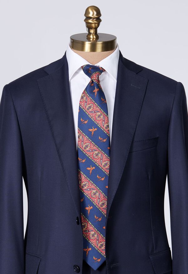 Paul Stuart Deco Stripe and Bird Print Tie, image 2