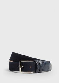 Paul Stuart Nubuck Belt With Matte Alligator Tipping, thumbnail 1