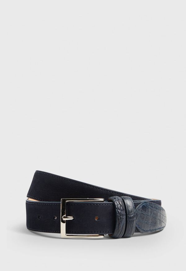 Paul Stuart Nubuck Belt With Matte Alligator Tipping, image 1