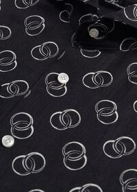 Paul Stuart Black & White Ring Print Linen Shirt, thumbnail 2