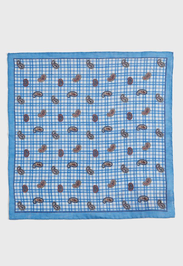 Paul Stuart Graph Check and Tossed Pine Pocket Square, image 2