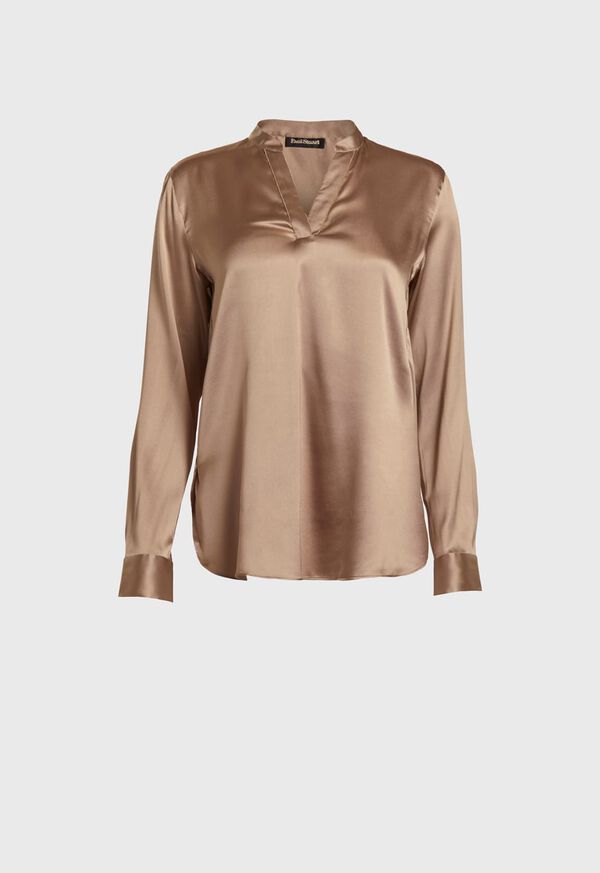 Paul Stuart Beaded Silk Blend V-Neck Blouse, image 1