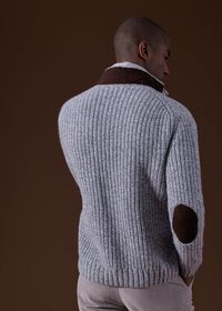 Paul Stuart Button Front Cardigan with Suede Trim, thumbnail 3