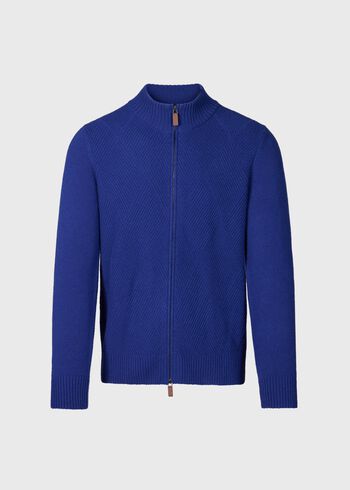Paul Stuart Wool and Cashmere Zip Jacquard Cardigan