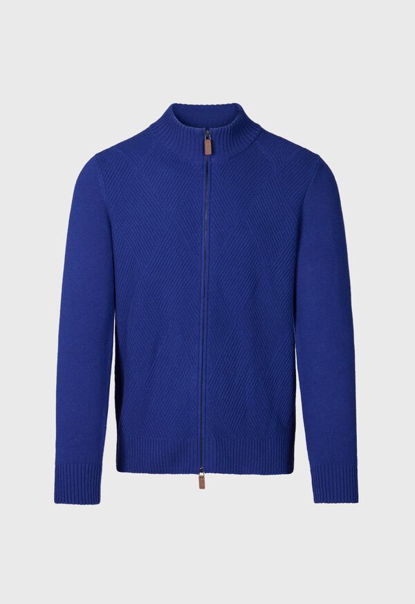 Paul Stuart Wool and Cashmere Zip Jacquard Cardigan, image 1