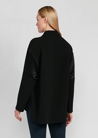 Paul Stuart Crepe Zip Front with Contrast Sleeves Top, thumbnail 2