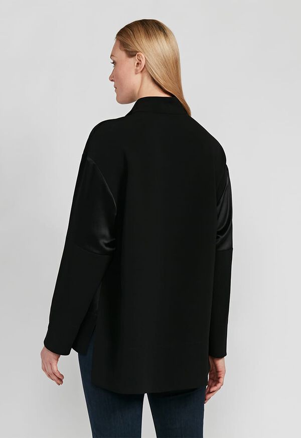 Paul Stuart Crepe Zip Front with Contrast Sleeves Top, image 2