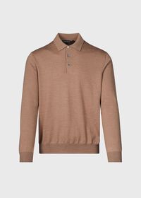 Paul Stuart Long Sleeve Merino Wool Polo Shirt, thumbnail 1