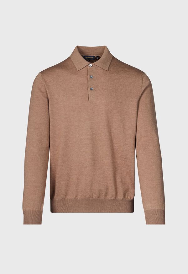 Paul Stuart Long Sleeve Merino Wool Polo Shirt, image 1