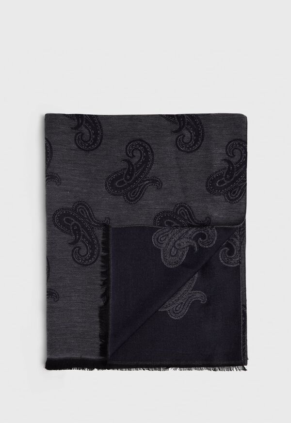 Paul Stuart Jacquard Paisley Wool Blend Scarf, image 1