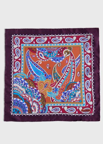 Paul Stuart Printed Silk Paisley Pocket Square