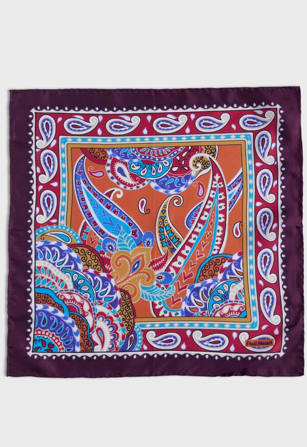 Paul Stuart Printed Silk Paisley Pocket Square, image 2