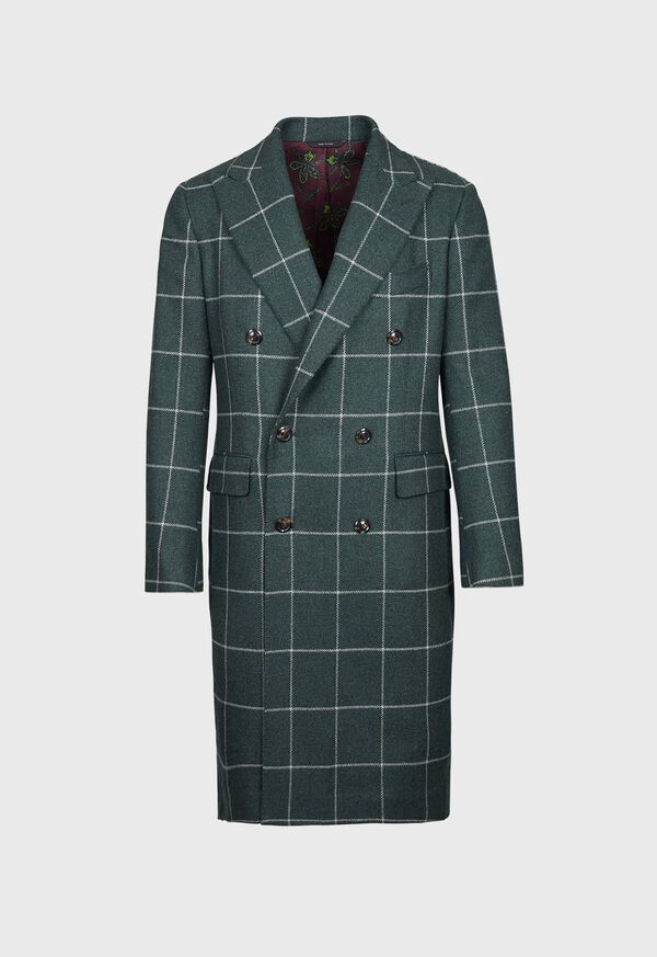 Paul Stuart Classic Double Breasted Windowpane Wool Coat, image 1