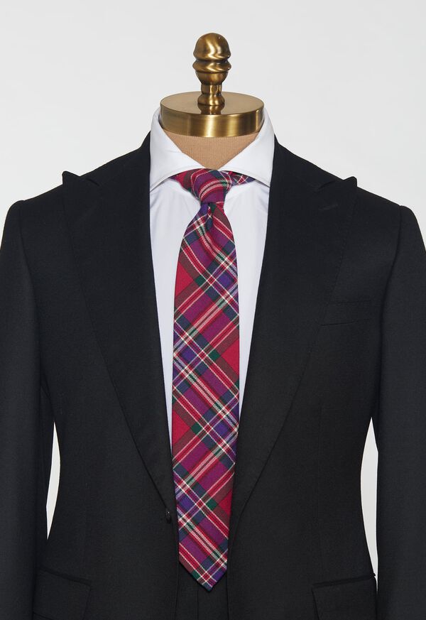Paul Stuart Purple Tartan Wool Tie, image 2