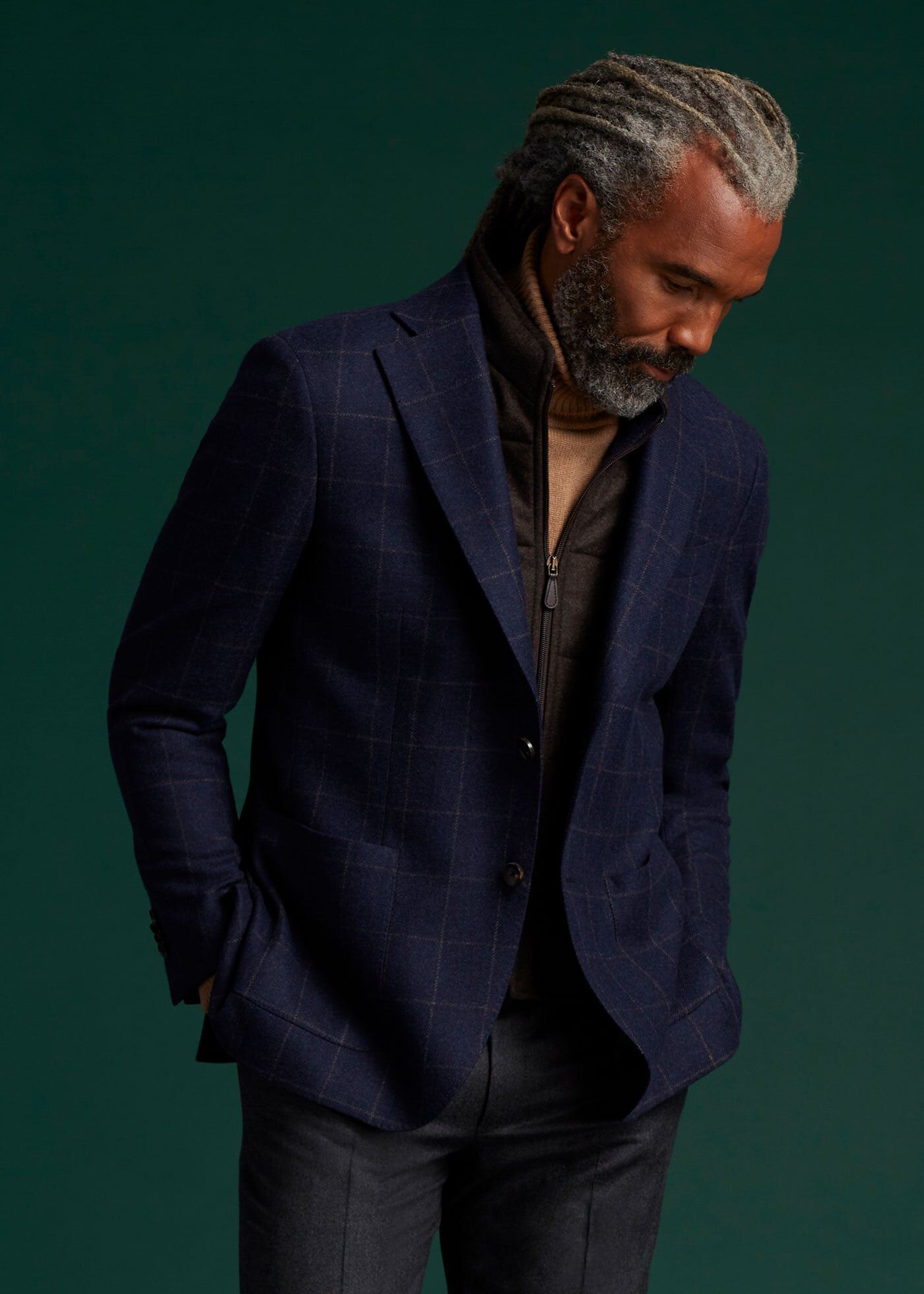 Wool Windowpane Hybrid Sport Jacket with Gilet
