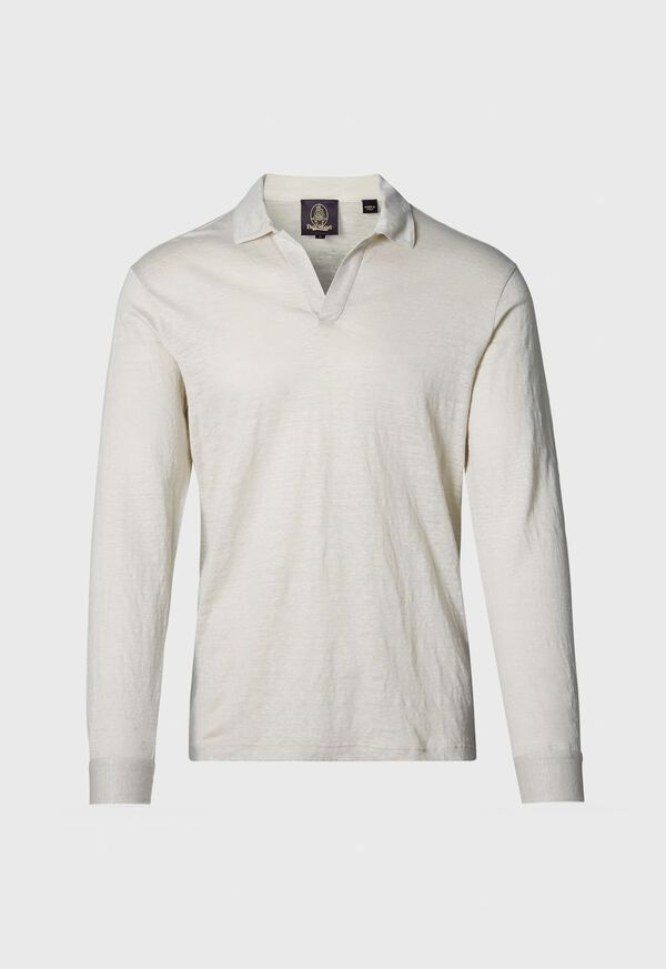 Paul Stuart Linen Johnny Collar Long Sleeve Pullover