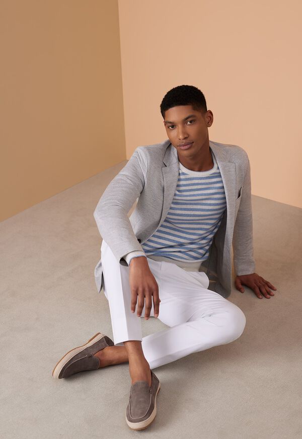 Paul Stuart Grey Soft Jacket with Striped Sweater Look, image 1