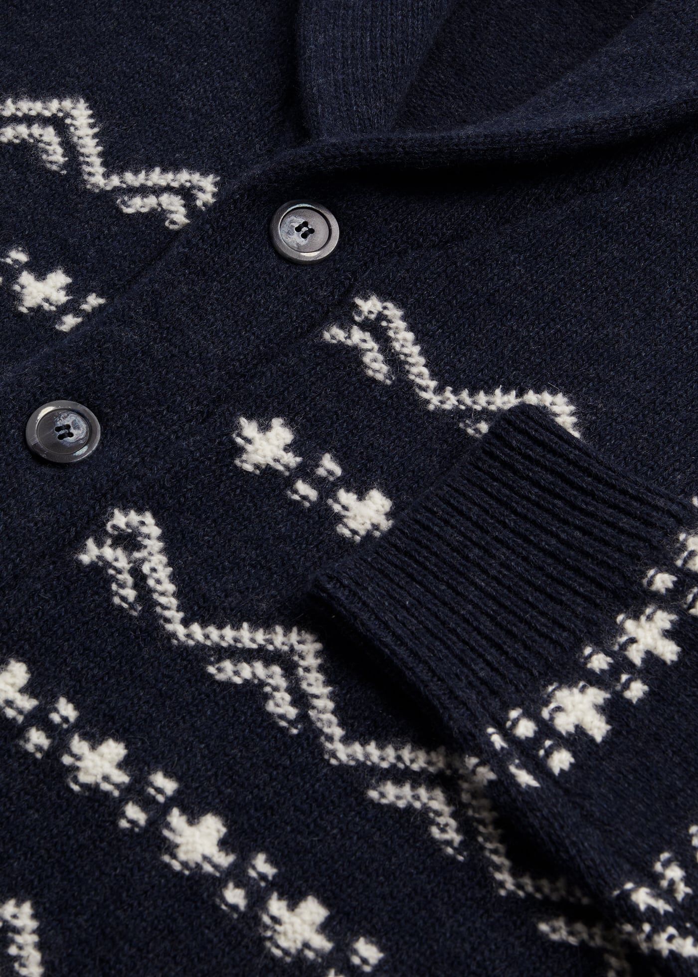 Wool and Cashmere Blend Blend Jacquard Button Front Cardigan