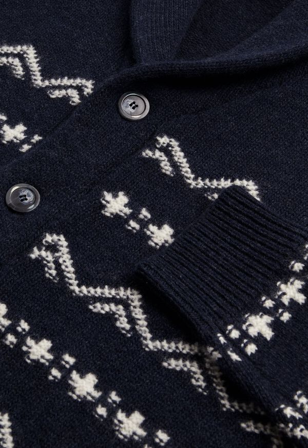 Paul Stuart Wool and Cashmere Blend Blend Jacquard Button Front Cardigan, image 2