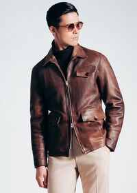 Paul Stuart Distressed Leather Zip Up Jacket, thumbnail 2