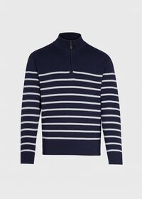 Paul Stuart Pima Cotton Striped Quarter Zip Pullover, thumbnail 1