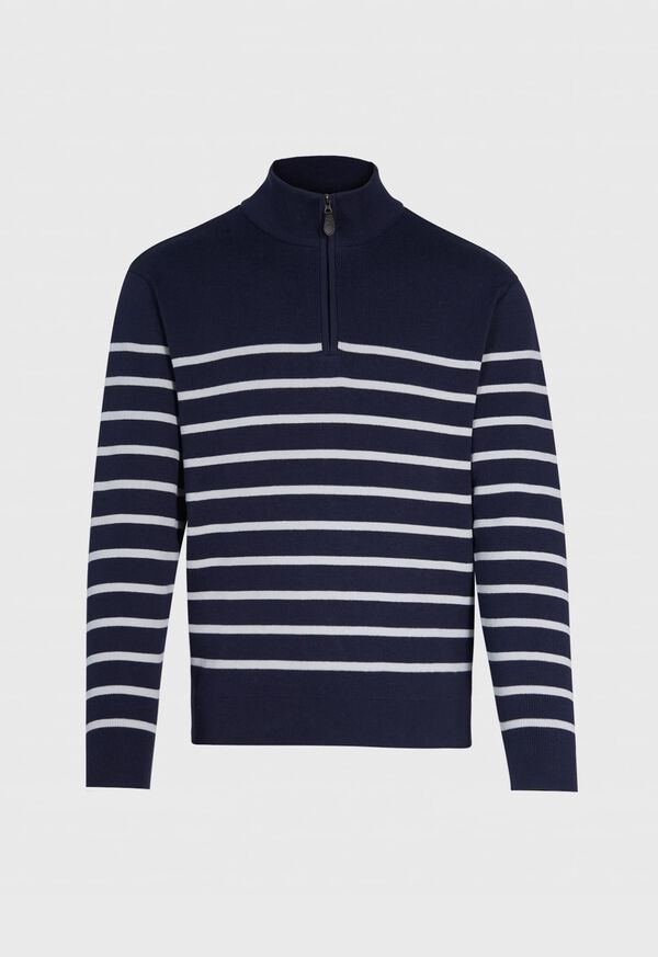 Paul Stuart Pima Cotton Striped Quarter Zip Pullover, image 1