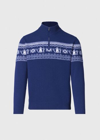 Paul Stuart Ski Motif Quarter Zip Sweater