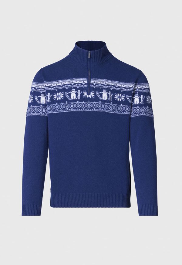 Paul Stuart Ski Motif Quarter Zip Sweater, image 1