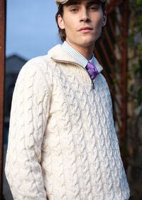 Paul Stuart Cotton Cable Zip Neck Pullover, thumbnail 2
