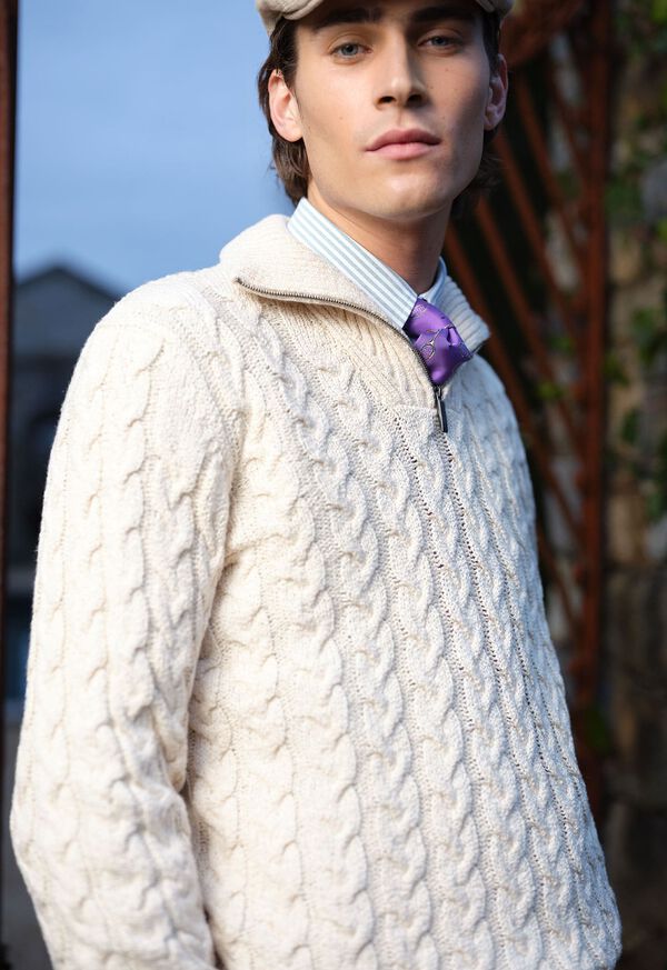 Paul Stuart Cotton Cable Zip Neck Pullover, image 2