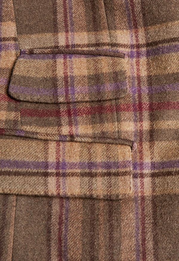 Paul Stuart Oatmeal and Rose Wool Blend Plaid Sport Jacket, image 4