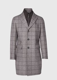 Paul Stuart Brown Plaid Hybrid Coat with Gilet, thumbnail 1