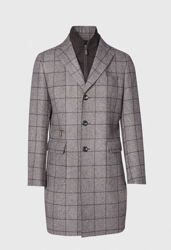 Paul Stuart Brown Plaid Hybrid Coat with Gilet, image 1