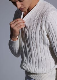 Paul Stuart Cotton Cable V-Neck Pullover, thumbnail 3