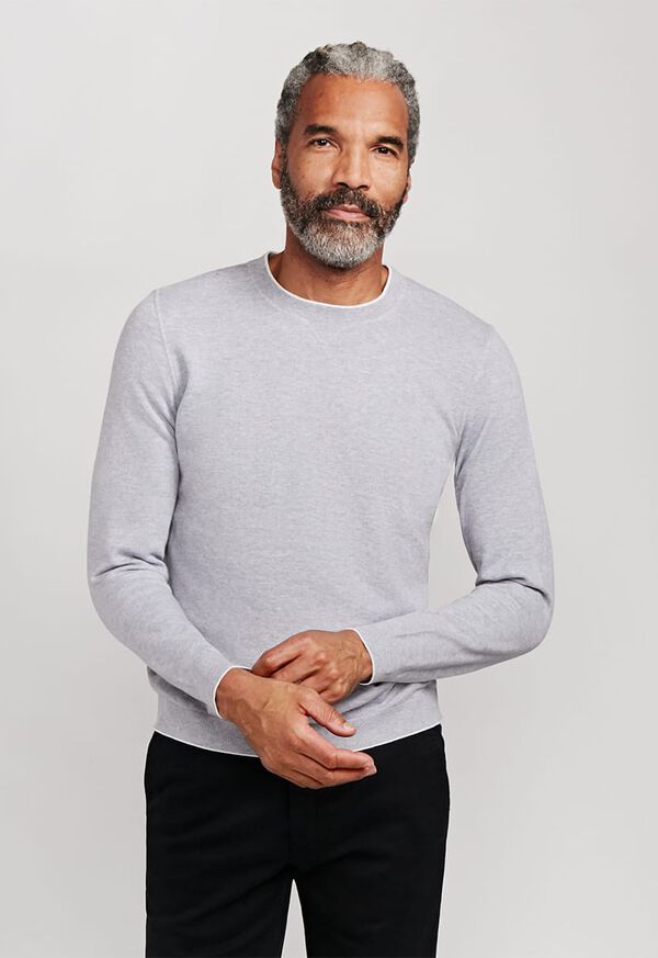 Paul Stuart Cotton Crewneck Sweater with Contrast Tipping, image 1