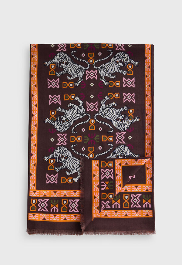 Paul Stuart Wool & Silk Exotic Print Scarf, image 1