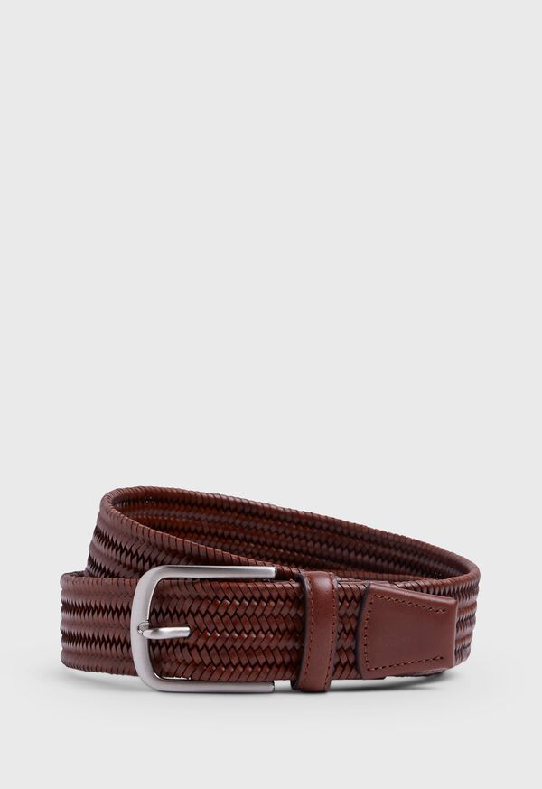 Paul Stuart 35MM Stretch Leather Woven Belt