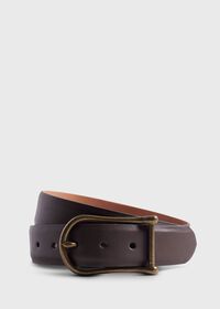 Paul Stuart Leather Belt with Brass Buckle, thumbnail 1