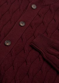 Paul Stuart Wool and Cashmere Blend All Over Cable Button Front Cardigan, thumbnail 2
