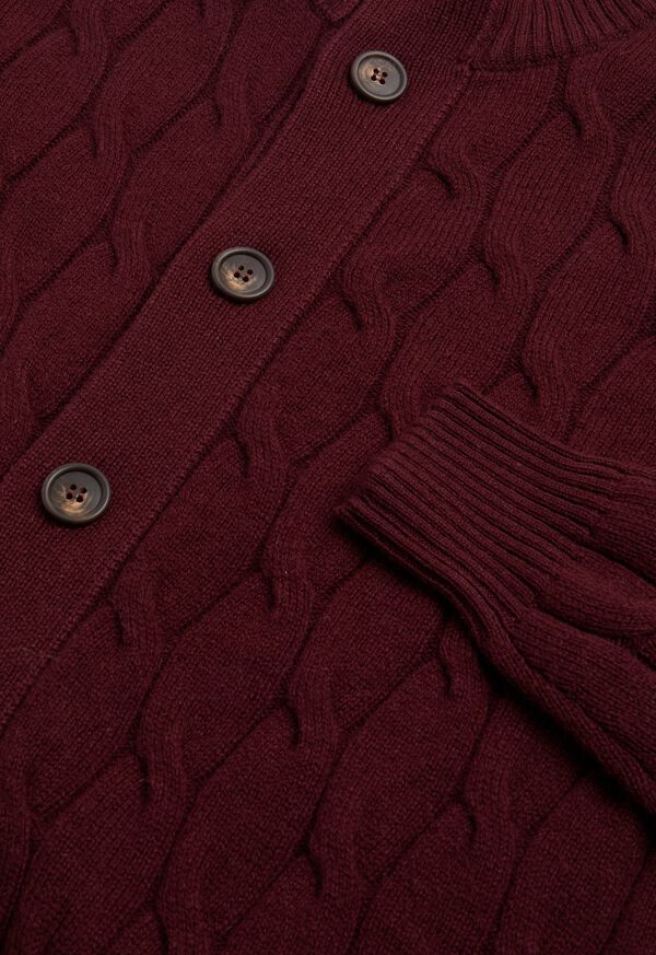 Paul Stuart Wool and Cashmere Blend All Over Cable Button Front Cardigan, image 2