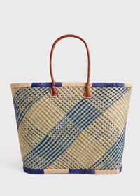Paul Stuart Straw Gingham Tote, thumbnail 1
